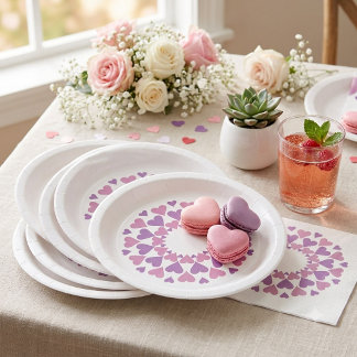 Rosa und lila Herz Pappteller