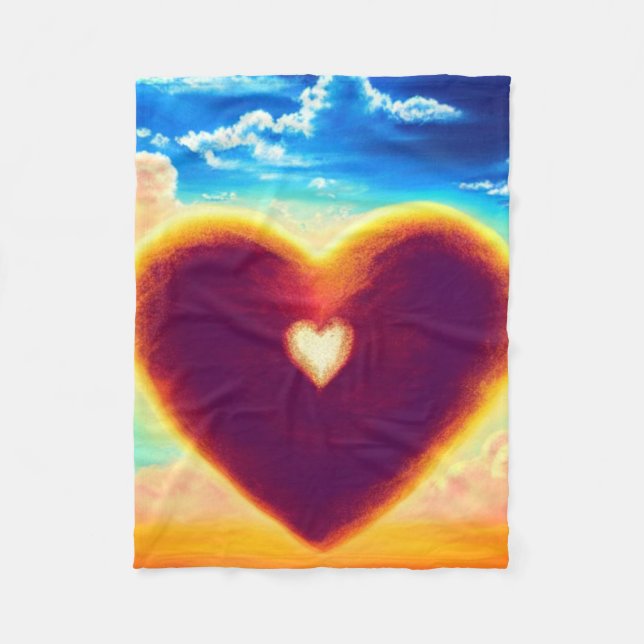 Rosa und Lila Herzblanke Fleecedecke (Vorderseite)