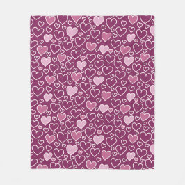 Rosa und Lila Herzen Fleecedecke
