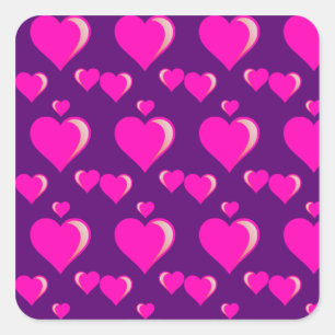 Rosa und Lila HerzValentinstag Liebe Quadratischer Aufkleber