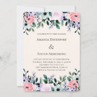 Rosa und Lila Hochzeit mit floralen Wasserfarben
