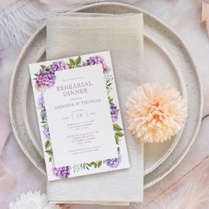 Rosa und lila Hortensien-Hochzeitsprobe-Dinner Einladung