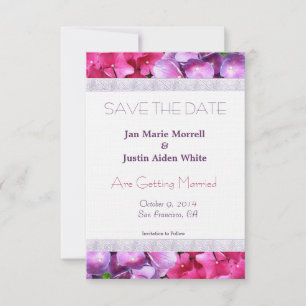 Rosa und Lila Hydrangea-Hochzeitsankündigung Save The Date