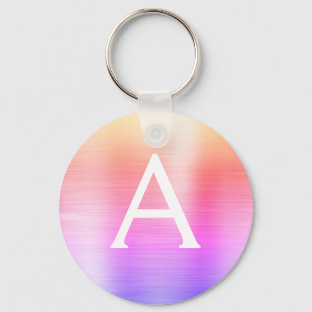 rosa und Lila Imitat Monogramm aus rostfreiem Stah Schlüsselanhänger (Vorderseite)