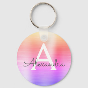 rosa und Lila Imitat Monogramm aus rostfreiem Stah Schlüsselanhänger