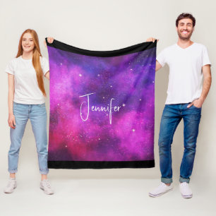 Rosa und Lila Imitate "Space & Stars" Galaxie Fleecedecke