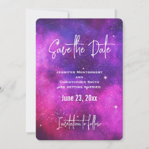 Rosa und Lila Imitate "Space & Stars" Galaxie Save The Date