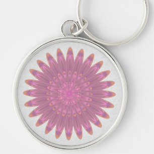 Rosa und Lila Kaleidoskop-Blume Schlüsselanhänger