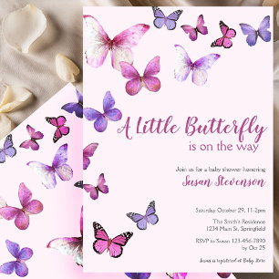Rosa und lila Kleiner Schmetterling Baby Shower Einladung