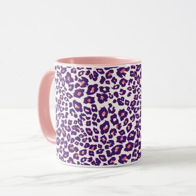 Rosa und Lila Leopard Print Wild Tasse (Vorderseite Links)