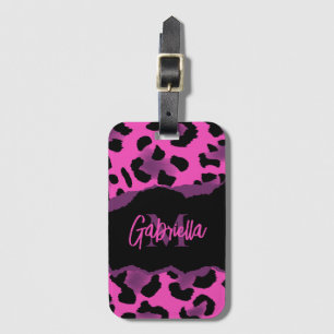 Rosa und Lila Leopardrucke Gepäckanhänger