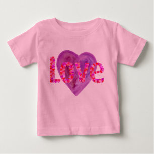 Rosa und Lila Liebe Herz Baby T-shirt