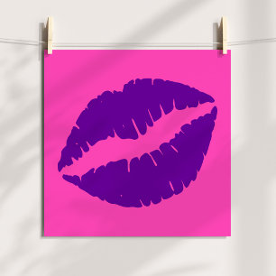 Rosa und Lila Lipstick Kiss Poster
