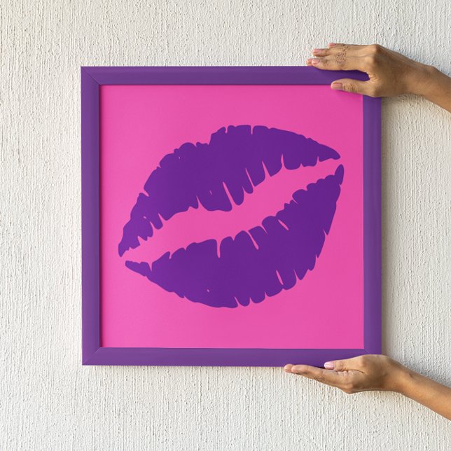 Rosa und Lila Lipstick Kiss Poster (Von Creator hochgeladen)