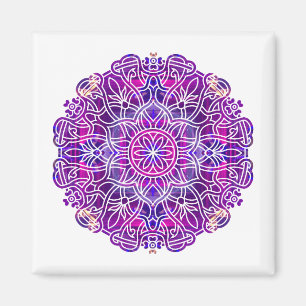 Rosa und Lila Mandala-Muster Magnet