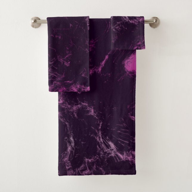 Rosa und lila Marmor abstrakt Badhandtuch Set (Insitu)