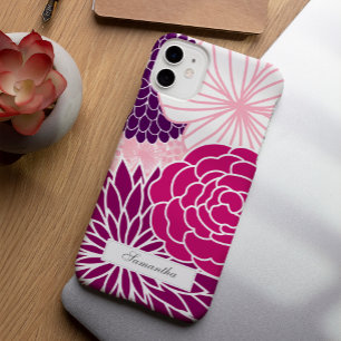 Rosa und Lila Mod, floral iPhone 15 Pro Max Hülle