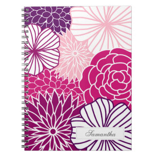 Rosa und lila Mod mit Blumen Notizblock