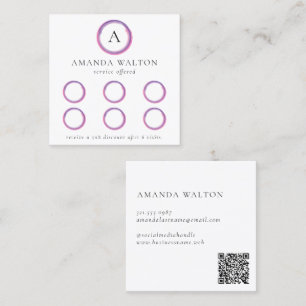 Rosa und lila Monogramm-QR-Code modern Treuekarte