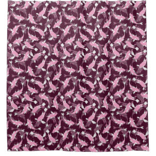 Rosa und Lila Muster - Koi Fish Duschvorhang