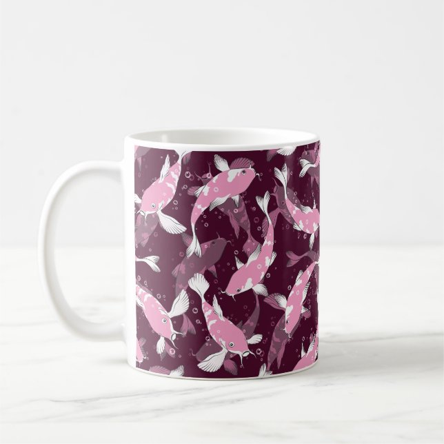 Rosa und Lila Muster - Koi Fish Kaffeetasse (Links)