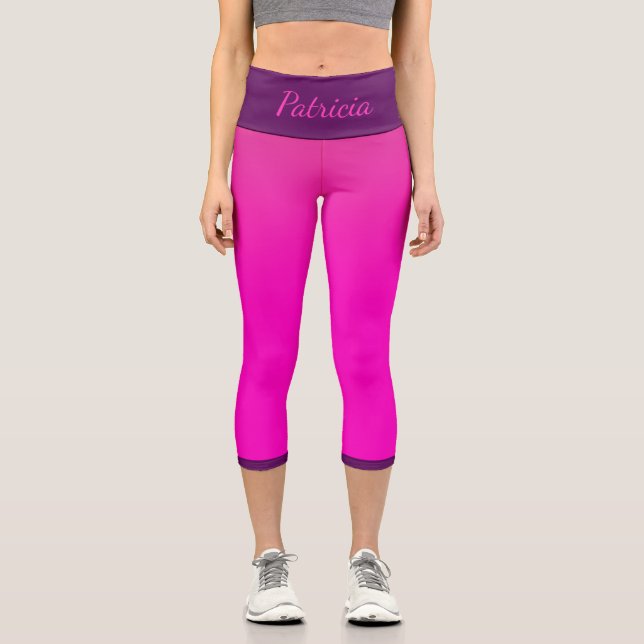 Rosa und Lila Namensvorlage Capri Leggings (Vorderseite)