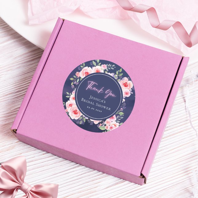 Rosa und Lila Neonröschen Brautparty Vielen Dank Runder Aufkleber (Von Creator hochgeladen)