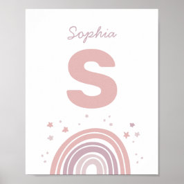 Rosa und lila niedlicher Regenbogen. Name der Kids Poster