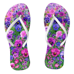 Rosa und Lila Pansy Flip Flops