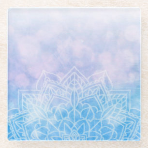 Rosa und Lila Pastelle Mandela Glasuntersetzer