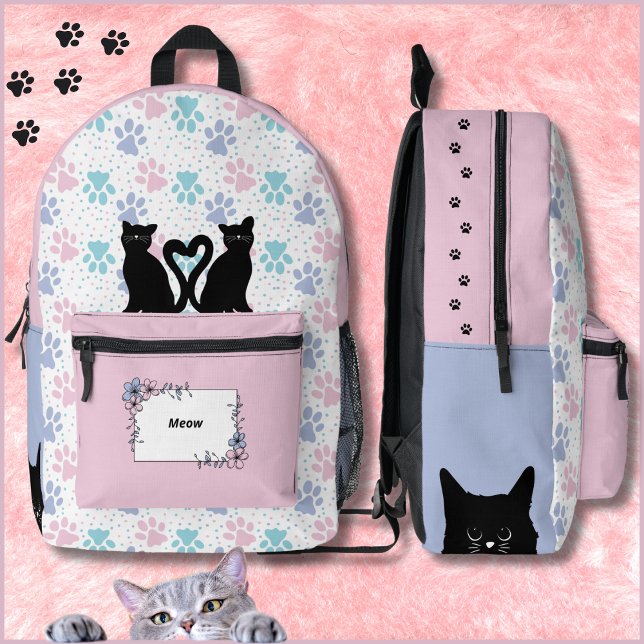 Rosa und Lila pastellfarbene Träume Katzenunterlag Bedruckter Rucksack (Pastel Dreams Cat Backpack)