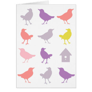 Rosa und Lila Pastellvögel mit Birdhouse