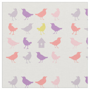 Rosa und Lila Pastellvögel mit Birdhouse Stoff