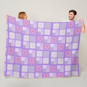 rosa und Lila Patchwork-Design Fleecedecke