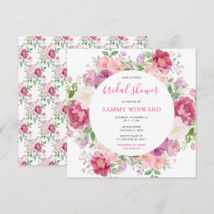 Rosa und Lila Peony-Blume Brautparty Einladung