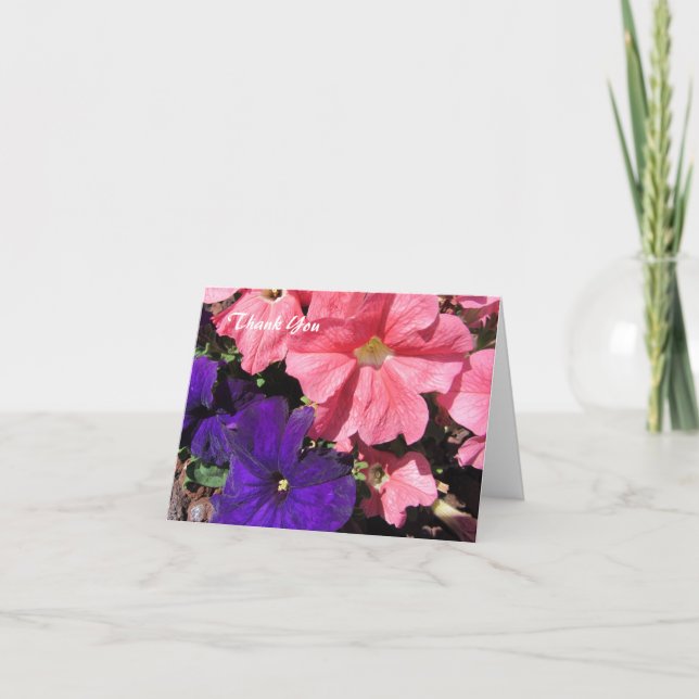 Rosa und Lila Petunias Dankeskarte (Vorderseite)