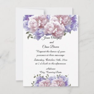 Rosa und lila Pfingstrosen Hochzeitseinladung Einladung