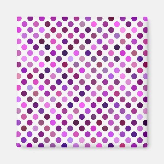 rosa und Lila Polka-Punkte Magnet (Vorne)