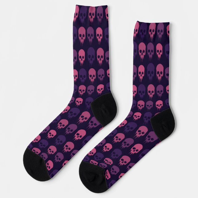 Rosa und Lila Punisher Crew Socken (Linkes Detail)