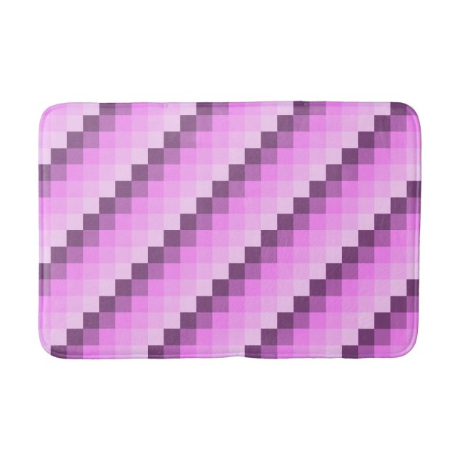 Rosa und Lila Quadrate Badematte (Vorderseite)