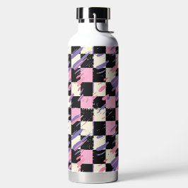 Rosa und lila retro karierte Flasche oder Tumbler