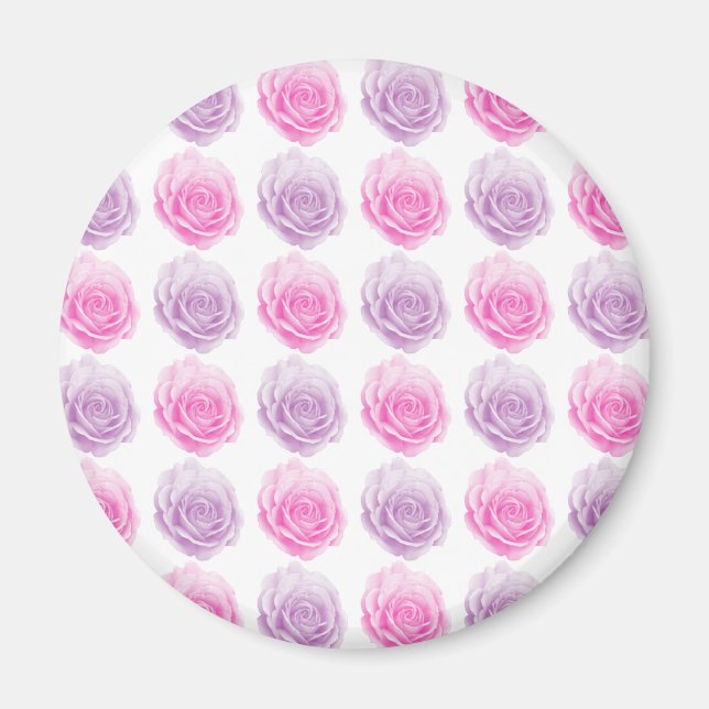 Rosa und lila Rose Blumenmuster Magnet (Vorne)