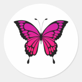 Rosa und lila Schmetterling Runder Aufkleber