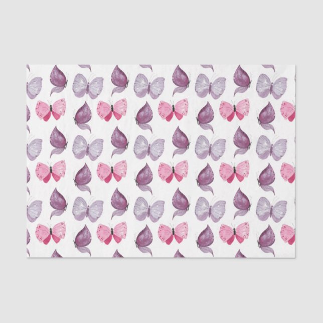 Rosa und Lila Schmetterlinge (Design 64 Pink Serie Seidenpapier (Vorderseite)