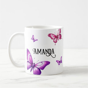 Rosa und Lila Schmetterlingscluster Kaffeetasse