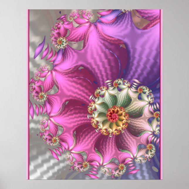 Rosa und Lila Silky-Fraktal Poster (Vorne)