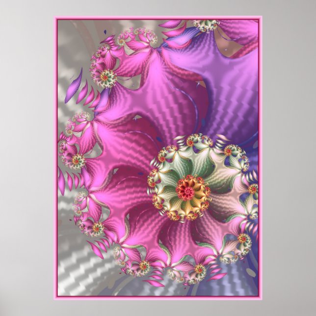 Rosa und Lila Silky-Fraktal Poster (Vorne)