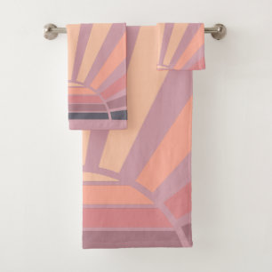 Rosa und Lila Sonnenaufgang Ombre Farbe Badhandtuch Set