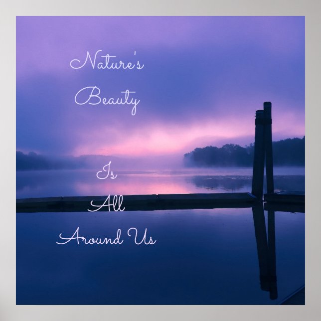 Rosa und Lila Sonnenaufgang über Wasser Poster (Vorne)