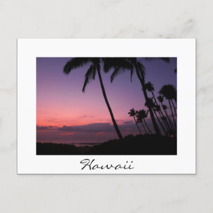 Rosa und lila Sonnenuntergang - weiße Hawaii-Postk Postkarte